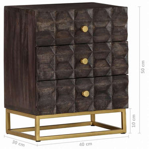 vidaXL ベッドサイドキャビネット ブラック 40x30x50cm マンゴー無垢材家具 キャビネット&収納(代引不可)