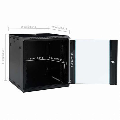 vidaXL 12U壁かけネットワークキャビネット 19インチ IP20 600x600x640 mm電子機器 電化機器用アクセサリ パソコンコンポーネント ストレージデバイス ネットワーク収納システム(代引不可)