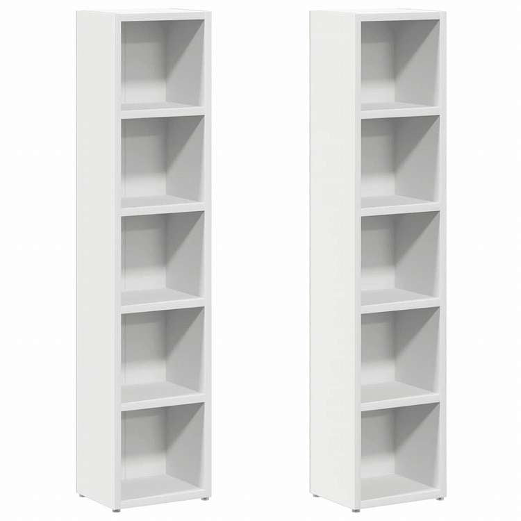 vidaXL CDキャビネット 2点 ホワイト 21x16x93.5cm エンジニアリングウッド家具 キャビネット&収納 メディア収納・ラック(代引不可)