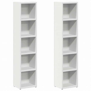 vidaXL CDキャビネット 2点 ホワイト 21x16x93.5cm エンジニアリングウッド家具 キャビネット&収納 メディア収納・ラック(代引不可)