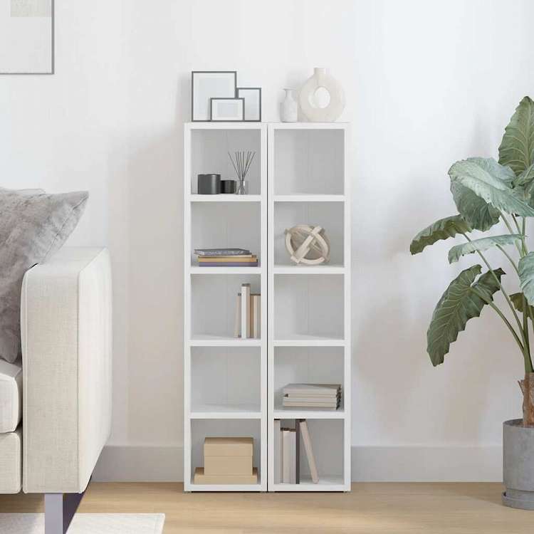 vidaXL CDキャビネット 2点 ホワイト 21x16x93.5cm エンジニアリングウッド家具 キャビネット&収納 メディア収納・ラック(代引不可)