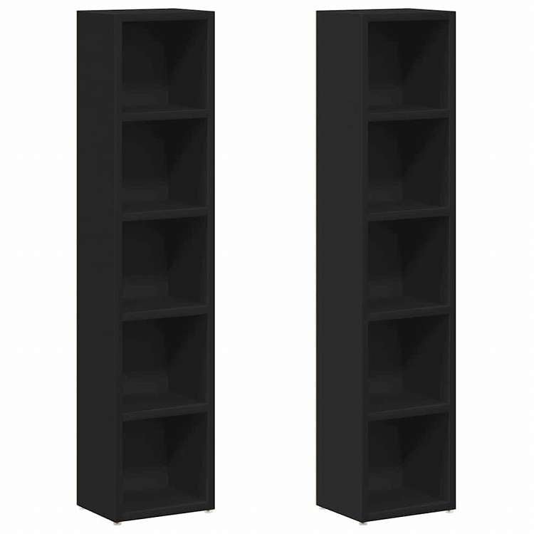 vidaXL CDキャビネット 2個 ブラック 21x16x93,5 cm エンジニアードウッド家具 キャビネット&収納 メディア収納・ラック(代引不可)
