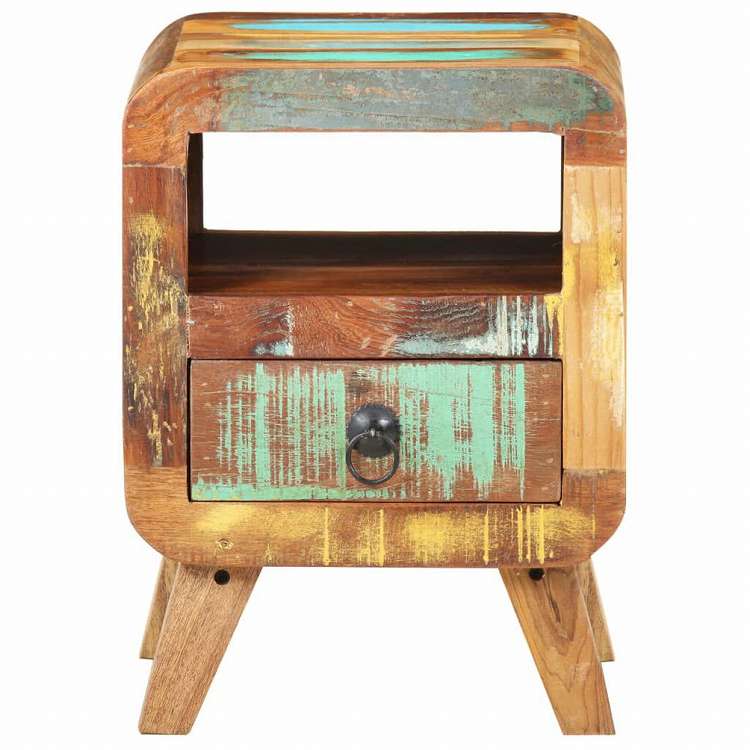 vidaXL ベッドサイドキャビネット 30x30x41cm 無垢の再生木材家具 キャビネット&収納 サイドボード(代引不可)