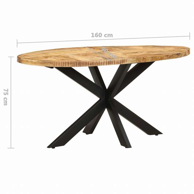 vidaXL ダイニングテーブル 160x90x75 cm マンゴー材 (粗目)家具 テーブル キッチン・ダイニングルームテーブル(代引不可)