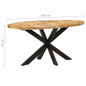 vidaXL ダイニングテーブル 160x90x75 cm マンゴー材 (粗目)家具 テーブル キッチン・ダイニングルームテーブル(代引不可)