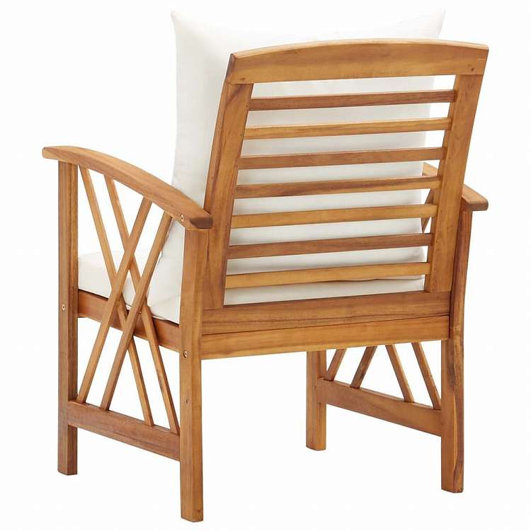 vidaXL ガーデンチェア 2点 クッション付き アカシア無垢材家具 アウトドア家具 屋外椅子 アウトドアベンチチェア(代引不可)