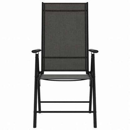 vidaXL 折りたたみガーデンバーチェア 6点 ブラック 合成繊維家具 アウトドア家具 屋外椅子 アウトドアベンチチェア(代引不可)