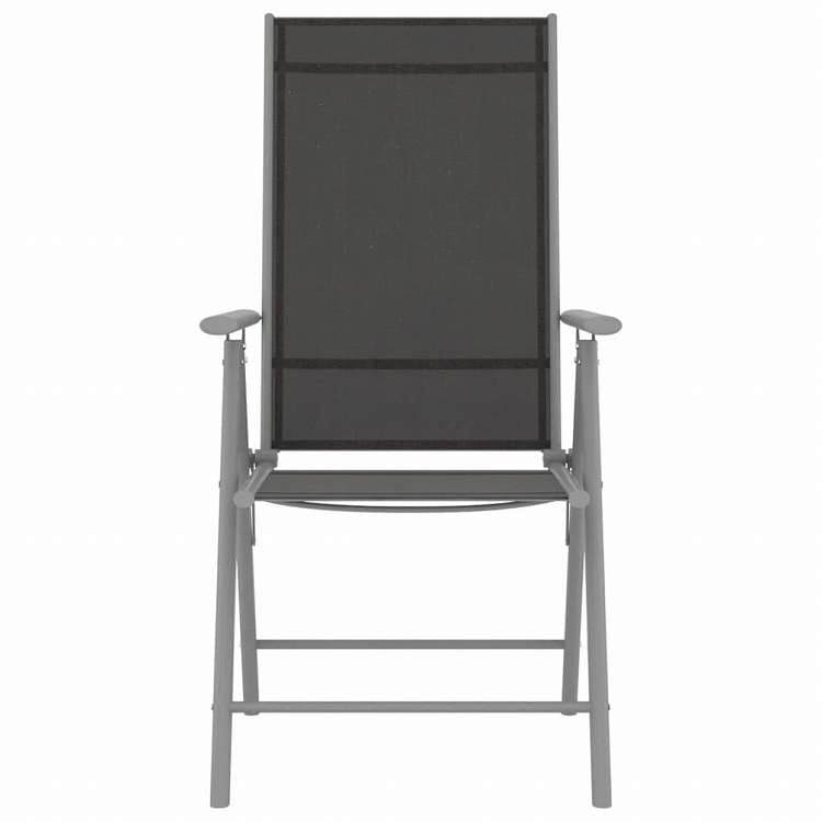 vidaXL 折りたたみガーデンバーチェア 4点 ブラック 合成繊維家具 アウトドア家具 屋外椅子 アウトドアベンチチェア(代引不可)