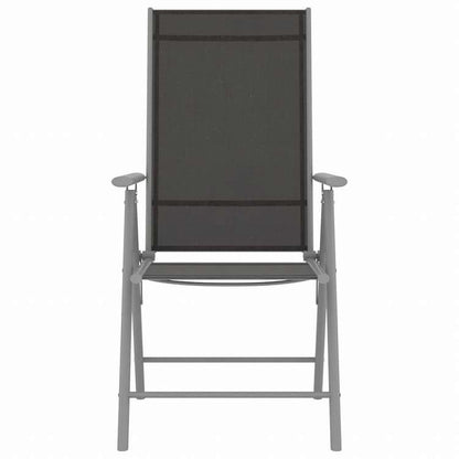 vidaXL 折りたたみガーデンバーチェア 4点 ブラック 合成繊維家具 アウトドア家具 屋外椅子 アウトドアベンチチェア(代引不可)