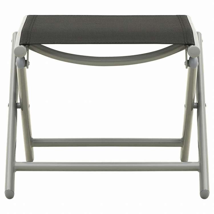 vidaXL 折りたたみ式フットレスト ブラック&シルバー テキスタイル&アルミニウム製家具 アウトドア家具 屋外フットレスト(代引不可)