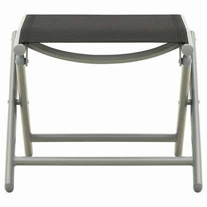 vidaXL 折りたたみ式フットレスト ブラック&シルバー テキスタイル&アルミニウム製家具 アウトドア家具 屋外フットレスト(代引不可)