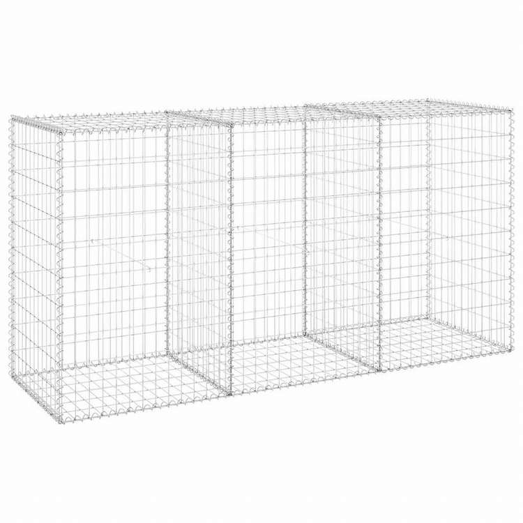 vidaXL ガビオンウォール カバー付 亜鉛メッキ鋼板製 200 x 60 x 100 cmハードウェア フェンス&バリア フェンスパネル(代引不可)