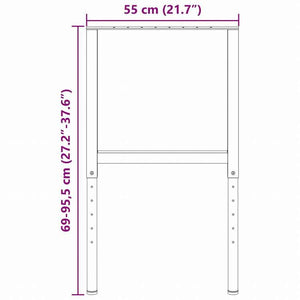 vidaXL ワークベンチ用フレーム 調整可能 2点 金属製 55x(69-95.5)cm ブラック家具 テーブル用品 テーブル脚(代引不可)