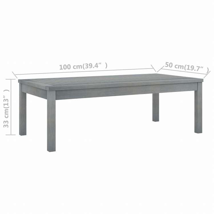 vidaXL コーヒーテーブル 100 x 50 x 33 cm アカシア無垢材 グレー家具 アウトドア家具 アウトドアテーブル(代引不可)