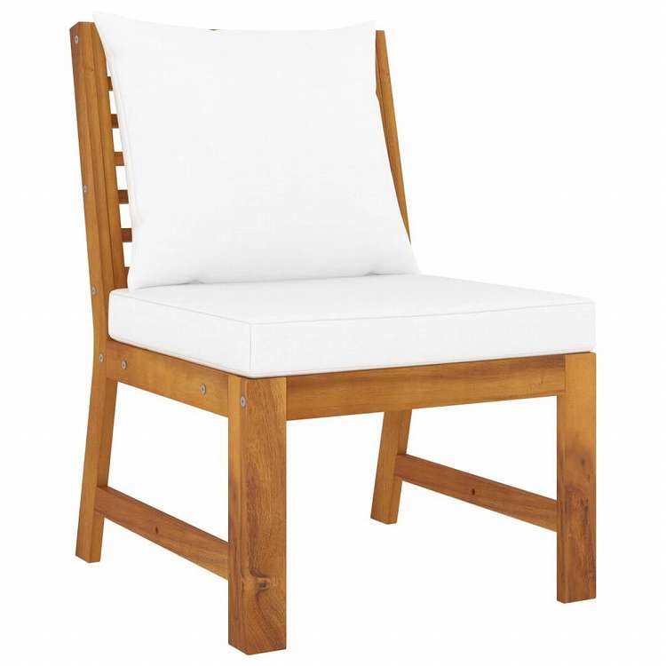 vidaXL ミドルソファセクション クリームクッション付き アカシア無垢材家具 アウトドア家具 屋外椅子 屋外用組み合わせソファセット(代引不可)