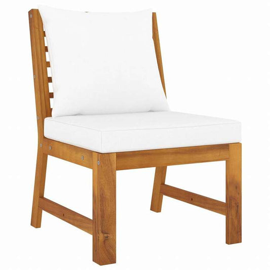 vidaXL ミドルソファセクション クリームクッション付き アカシア無垢材家具 アウトドア家具 屋外椅子 屋外用組み合わせソファセット(代引不可)