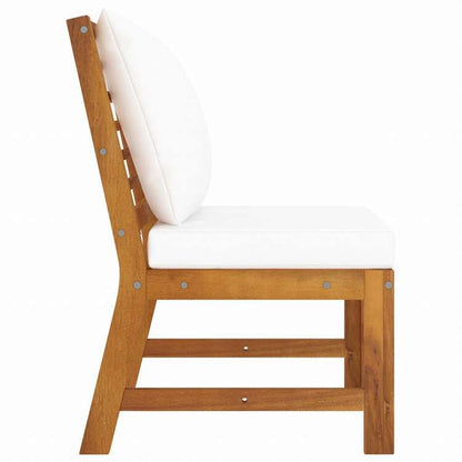 vidaXL ミドルソファセクション クリームクッション付き アカシア無垢材家具 アウトドア家具 屋外椅子 屋外用組み合わせソファセット(代引不可)