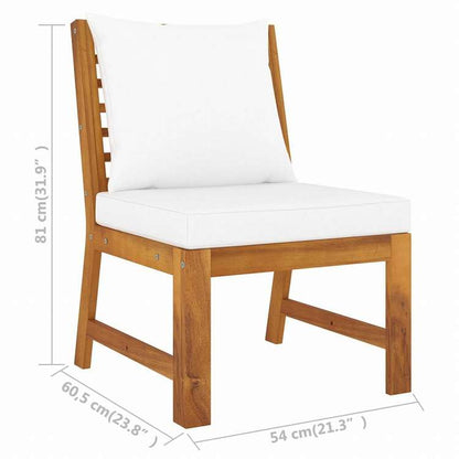 vidaXL ミドルソファセクション クリームクッション付き アカシア無垢材家具 アウトドア家具 屋外椅子 屋外用組み合わせソファセット(代引不可)