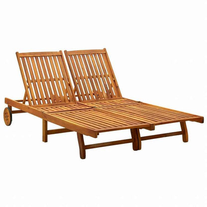vidaXL 2人用サンラウンジャー アカシア無垢材家具 アウトドア家具 屋外椅子 サンラウンジャー(代引不可)