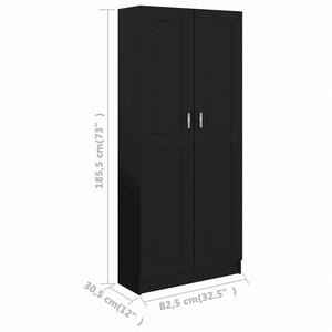 vidaXL ブックキャビネット ブラック 82.5x30.5x185.5cm エンジニアリングウッド家具 棚 本棚・オープンラック(代引不可)