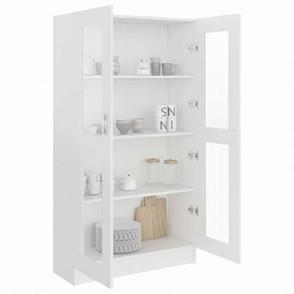 vidaXL ガラスキャビネット ホワイト 82.5x30.5x150cm エンジニアリングウッド家具 棚 本棚・オープンラック(代引不可)