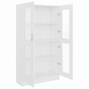 vidaXL ガラスキャビネット ホワイト 82.5x30.5x150cm エンジニアリングウッド家具 棚 本棚・オープンラック(代引不可)