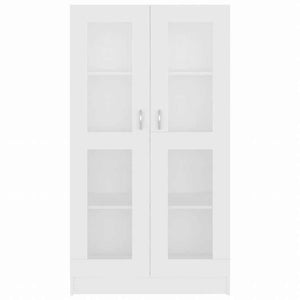 vidaXL ガラスキャビネット ホワイト 82.5x30.5x150cm エンジニアリングウッド家具 棚 本棚・オープンラック(代引不可)