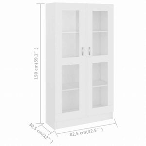 vidaXL ガラスキャビネット ホワイト 82.5x30.5x150cm エンジニアリングウッド家具 棚 本棚・オープンラック(代引不可)