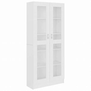 vidaXL ガラスキャビネット ホワイト 82.5x30.5x185.5cm エンジニアリングウッド家具 棚 本棚・オープンラック(代引不可)