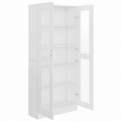vidaXL ガラスキャビネット ホワイト 82.5x30.5x185.5cm エンジニアリングウッド家具 棚 本棚・オープンラック(代引不可)
