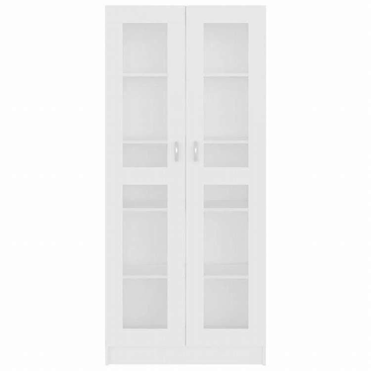 vidaXL ガラスキャビネット ホワイト 82.5x30.5x185.5cm エンジニアリングウッド家具 棚 本棚・オープンラック(代引不可)