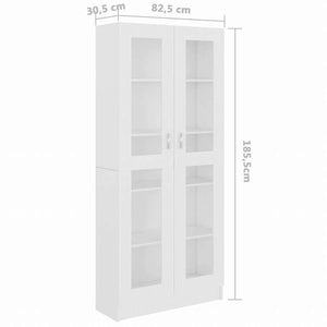 vidaXL ガラスキャビネット ホワイト 82.5x30.5x185.5cm エンジニアリングウッド家具 棚 本棚・オープンラック(代引不可)
