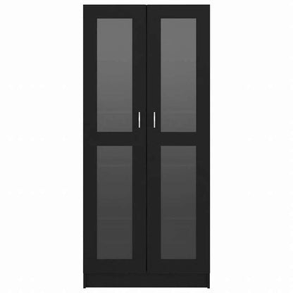 vidaXL ガラスキャビネット ブラック 82.5x30.5x185.5cm エンジニアリングウッド家具 棚 本棚・オープンラック(代引不可)