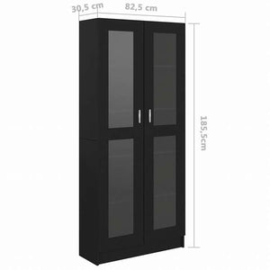 vidaXL ガラスキャビネット ブラック 82.5x30.5x185.5cm エンジニアリングウッド家具 棚 本棚・オープンラック(代引不可)