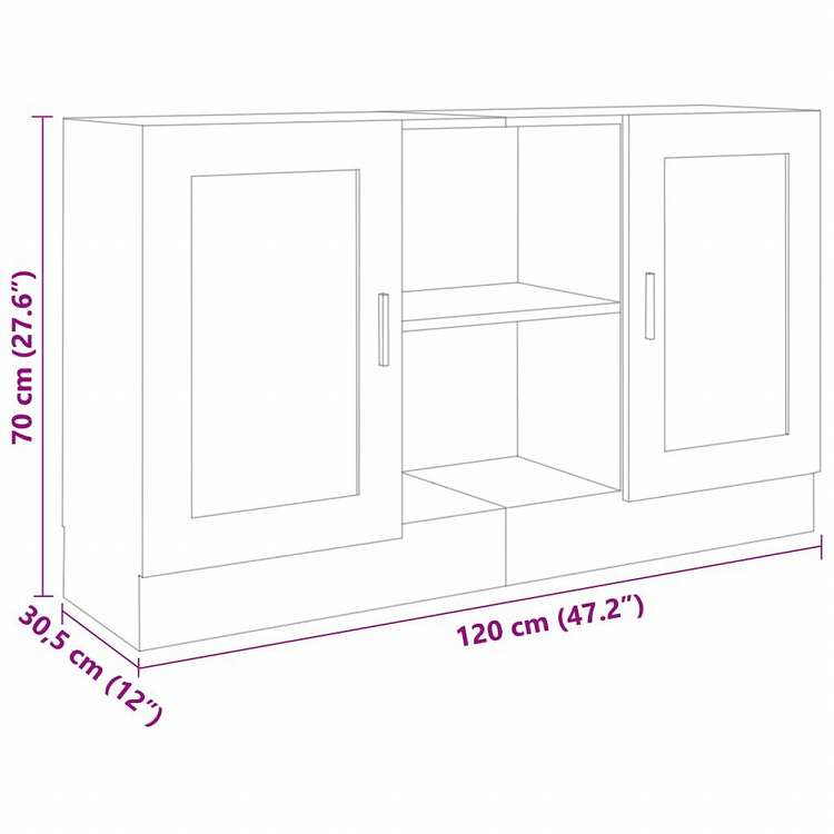vidaXL サイドボード ホワイト 120x30.5x70cm エンジニアリングウッド家具 キャビネット&収納 サイドボード(代引不可)