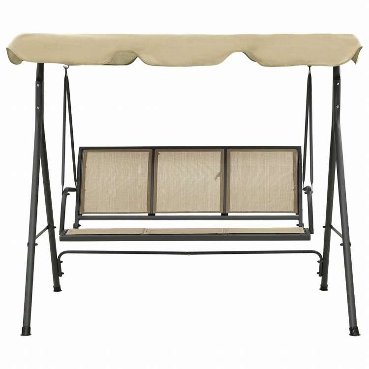 vidaXL ガーデンスイングチェア キャノピー付き アントラシート&サンドホーム&ガーデン 芝&ガーデン アウトドアリビング ポーチブランコ椅子用品ブランコ椅子(代引不可)