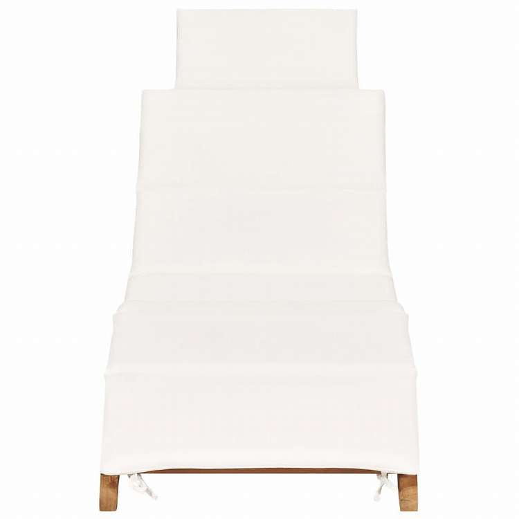 vidaXL 折りたたみサンラウンジャー クリームホワイトクッション付き チーク無垢材家具 アウトドア家具 屋外椅子 サンラウンジャー(代引不可)