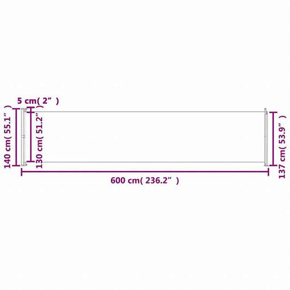 vidaXL パティオ用 引き込み式サイドオーニング 140x600cm グレーホーム&ガーデン 芝&ガーデン アウトドアリビング 屋外用傘・サンシェード(代引不可)