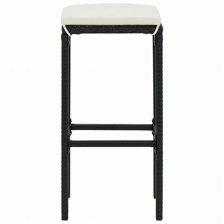 vidaXL バースツール 2点 クッション付 ポリラタン製 ブラック家具 チェア テーブル・バースツール(代引不可)