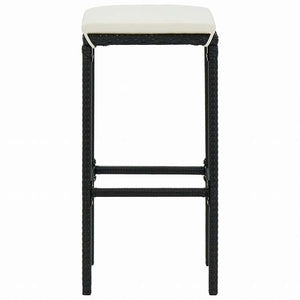 vidaXL バースツール 2点 クッション付 ポリラタン製 ブラック家具 チェア テーブル・バースツール(代引不可)