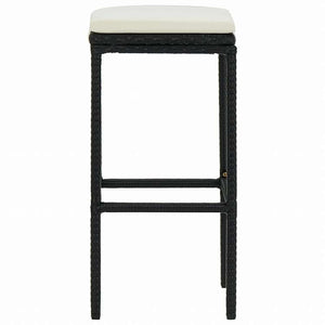 vidaXL バースツール 2点 クッション付 ポリラタン製 ブラック家具 チェア テーブル・バースツール(代引不可)