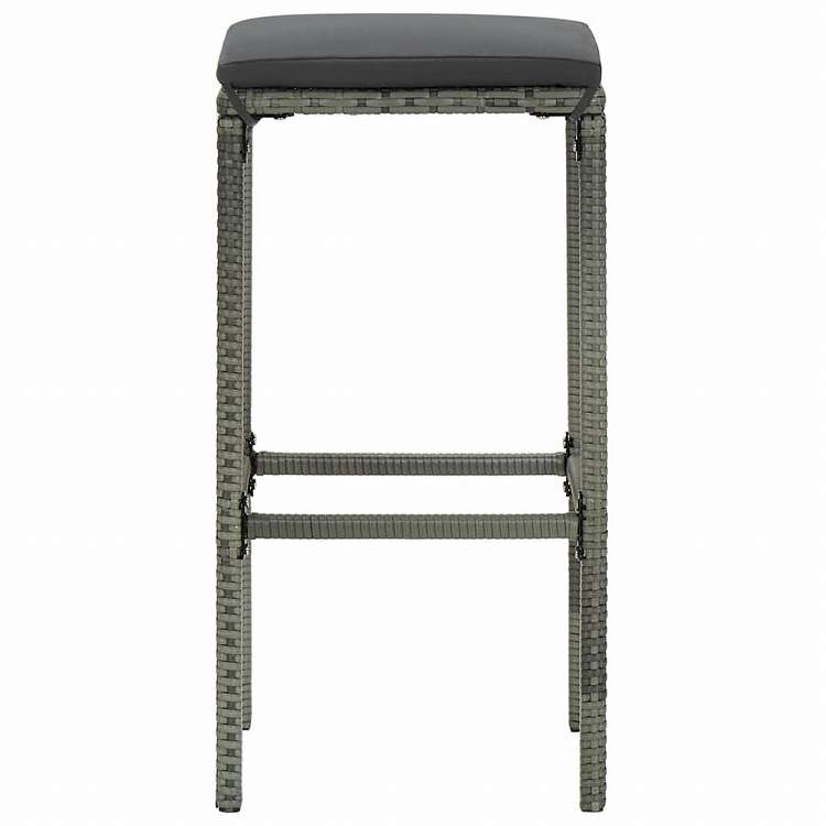 vidaXL バースツール 2点 クッション付き ポリラタン製 グレー家具 チェア テーブル・バースツール(代引不可)