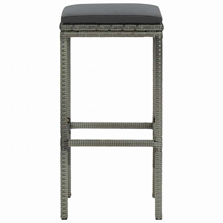 vidaXL バースツール 2点 クッション付き ポリラタン製 グレー家具 チェア テーブル・バースツール(代引不可)