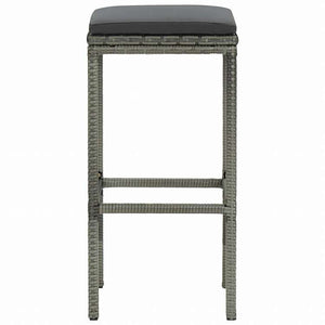 vidaXL バースツール 2点 クッション付き ポリラタン製 グレー家具 チェア テーブル・バースツール(代引不可)