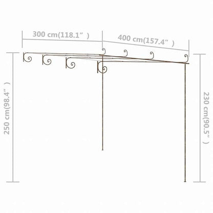 vidaXL ガーデンパーゴラ アンティークブラウン 4x3x2.5m 鉄製ホーム&ガーデン 芝&ガーデン アウトドアリビング アウトドアストラクチャー ガーデンアーチ・トレリス・アーバー・ぺルゴラ(代引不可)