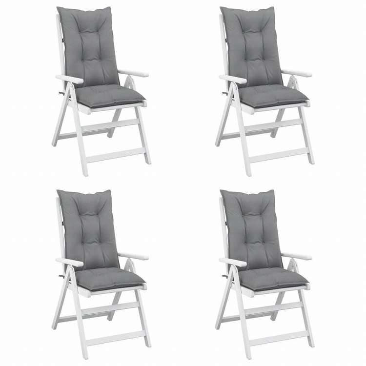 vidaXL ガーデンハイバックチェア クッション 4点 グレー 120x50x7 cm ファブリックホーム&ガーデン デコレーション チェア・ソファクッション(代引不可)