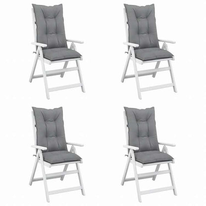 vidaXL ガーデンハイバックチェア クッション 4点 グレー 120x50x7 cm ファブリックホーム&ガーデン デコレーション チェア・ソファクッション(代引不可)