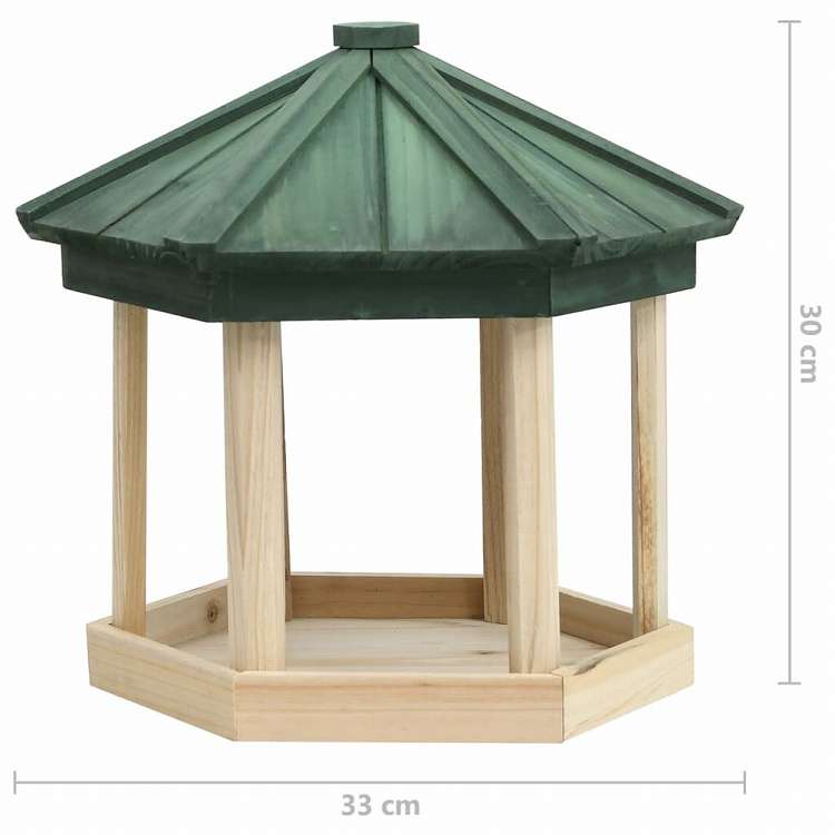 vidaXL バードフィーダー 八角形 モミ無垢材 33x30cmホーム&ガーデン デコレーション 鳥&動物給餌器 鳥用餌やり器(代引不可)