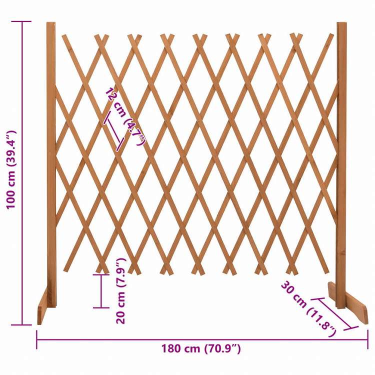 vidaXL トレリス付きガーデンフェンス オレンジ 180x100cm モミ無垢材ハードウェア フェンス&バリア フェンスパネル(代引不可)