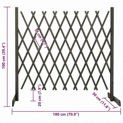 vidaXL トレリス付きガーデンフェンス グレー 180x100cm モミ無垢材ハードウェア フェンス&バリア フェンスパネル(代引不可)